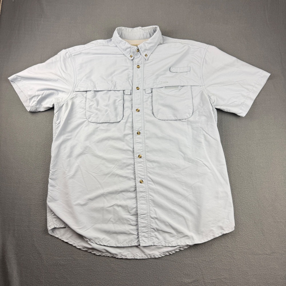 LL Bean Tropicwear Shirt Men's L Light Blue Fishing Hiking Hybrid Button Up